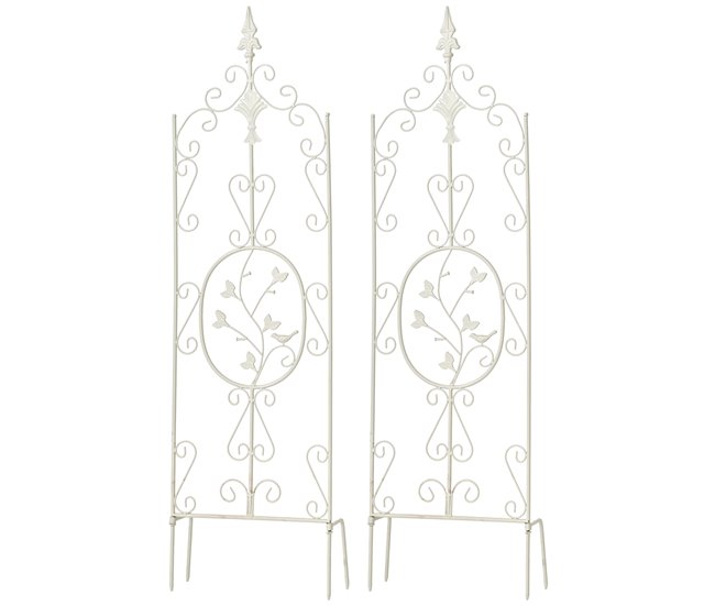 Conforama Set de 2 soportes para enredaderas Burgus Metal Blanco 1X35X122 cm