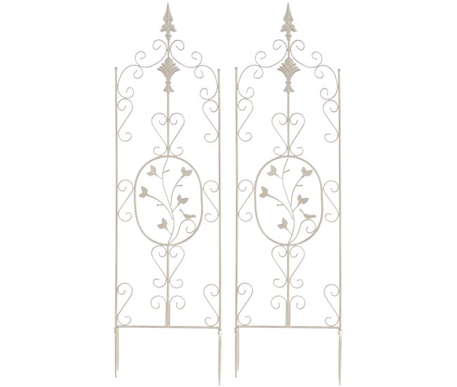 Conforama Set de 2 soportes para enredaderas Burgus Metal Crema antiguo 1X35X122 cm