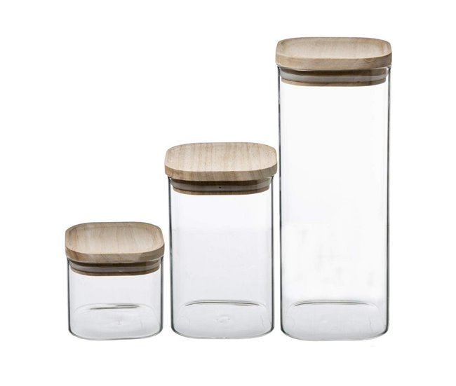 Conforama Set De 3 Botes Secret De Gourmet Apilable Transparente Vidrio