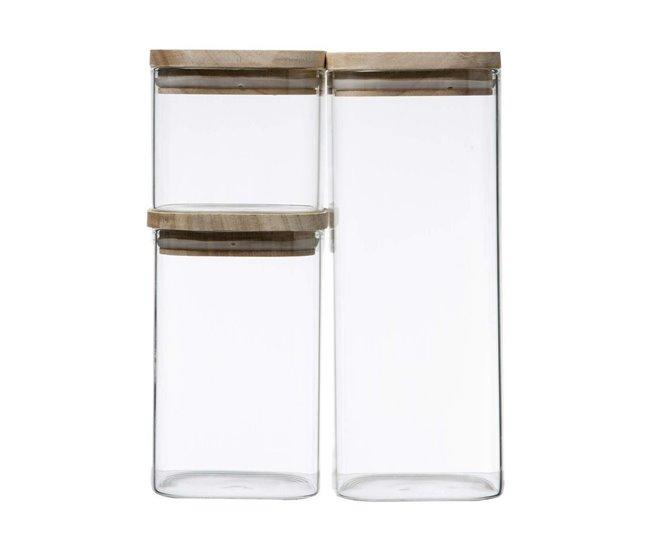 Conforama Set de 3 Botes Secret de Gourmet Apilable Transparente Vidrio