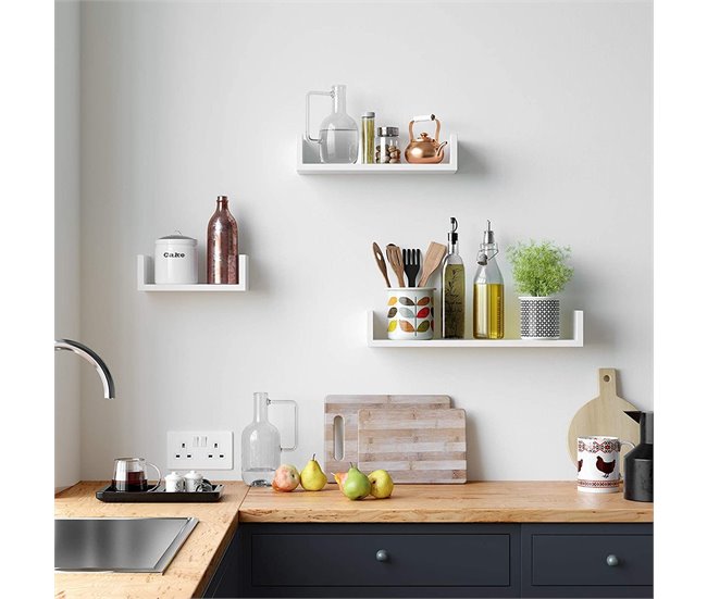 Conforama Set De 3 Estantes De Pared Blanco - Acabado Brillante