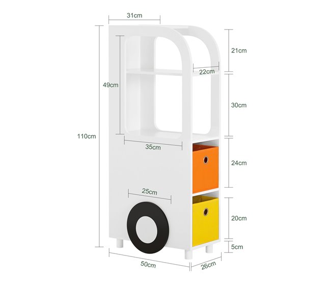 Conforama Set De 3 Librerías KMB67-W+KMB68-W+KMB69-W SoBuy Para Niño En Forma De Coche