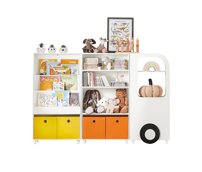 Conforama Set de 3 Librerías KMB67-W+KMB68-W+KMB69-W SoBuy para Niño en forma de Coche
