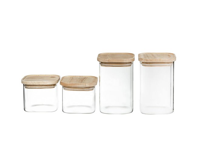 Conforama Set de 4 Botes Secret de Gourmet Cocina Apilable Vidrio