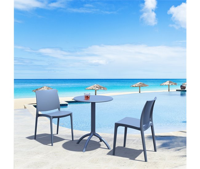 Conforama Set De 4 Sillas Apilables Maya Plástico Azul Claro 50X44X81 Cm