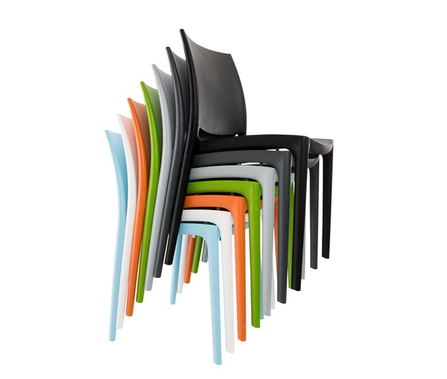 Conforama Set De 4 Sillas Apilables Maya Plástico Azul Claro 50X44X81 Cm