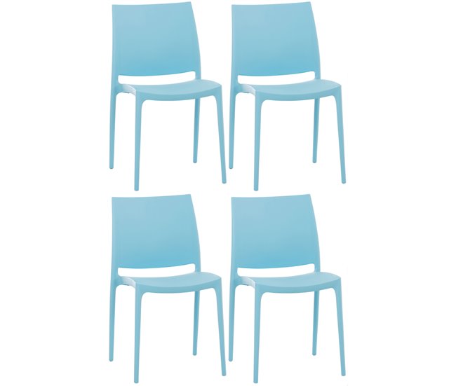 Conforama Set de 4 sillas apilables Maya Plástico Azul claro 50X44X81 cm