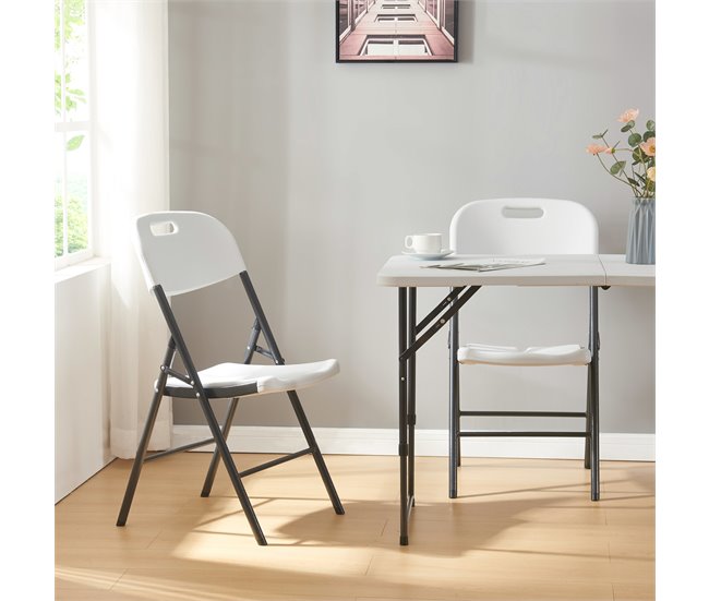 Conforama Set De 4 Sillas Plegables Ljusnarsberg Metal/plástico 87x46x53cm - Blanco [en.casa]