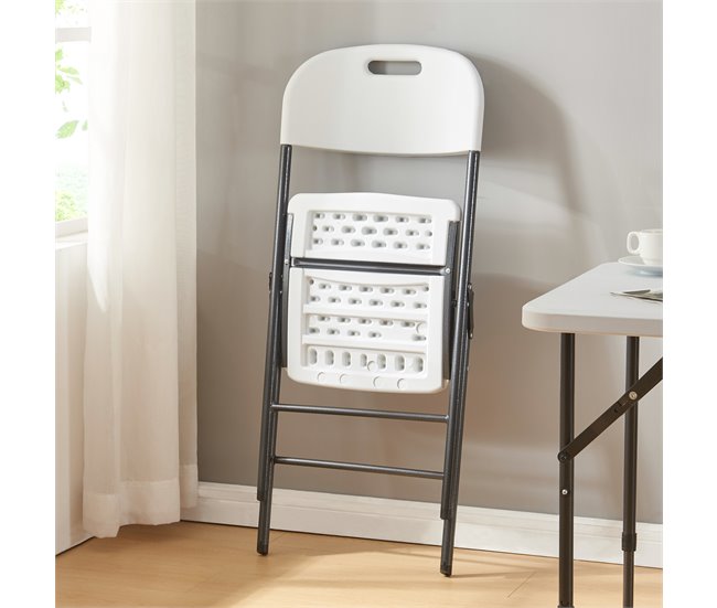 Conforama Set De 4 Sillas Plegables Ljusnarsberg Metal/plástico 87x46x53cm - Blanco [en.casa]