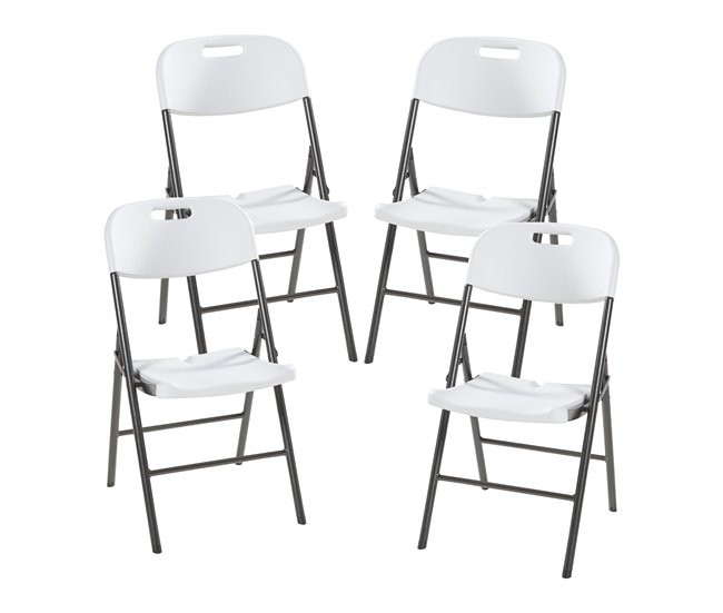 Conforama Set de 4 sillas plegables Ljusnarsberg metal/plástico 87x46x53cm - Blanco [en.casa]