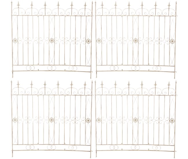 Conforama set de 4 Vallas de jardín Mangold Metal Crema antiguo 1X124X116 cm