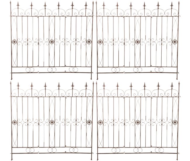 Conforama set de 4 Vallas de jardín Mangold Metal Marrón antiguo 1X124X116 cm