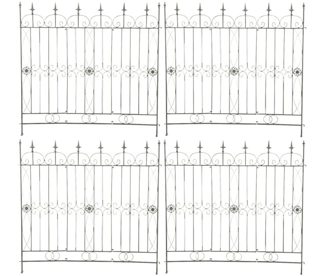 Conforama set de 4 Vallas de jardín Mangold Metal Verde antiguo 1X124X116 cm