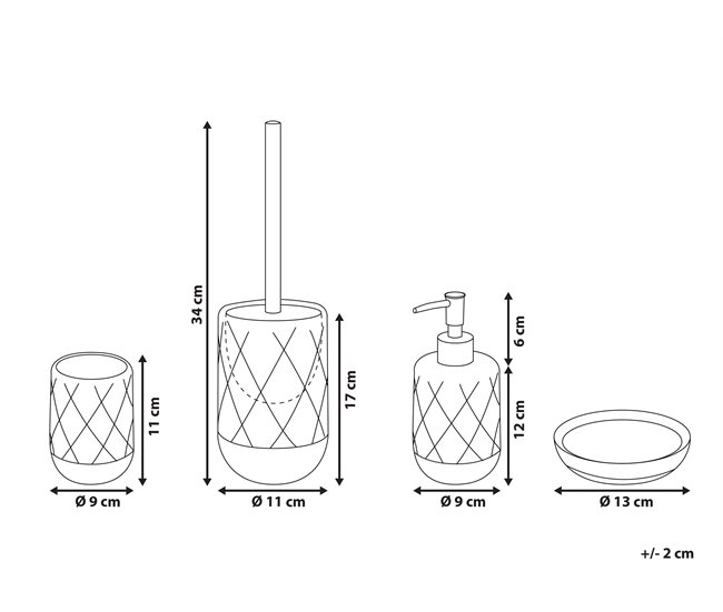 Conforama Set De Accesorios De Baño 4 Piezas De Cerámica Blanca LEBU