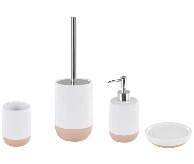Conforama Set de accesorios de baño 4 piezas de cerámica blanca LEBU