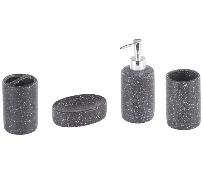 Conforama Set de accesorios de baño 4 piezas de cerámica gris oscuro ILOCA
