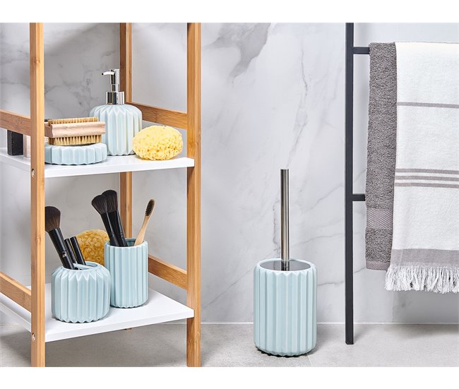 Conforama Set De Accesorios De Baño 5 Piezas De Cerámica Azul GORBEA