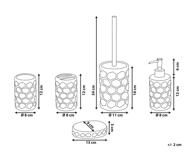 Conforama Set De Accesorios De Baño 5 Piezas De Cerámica Blanca TIRUA