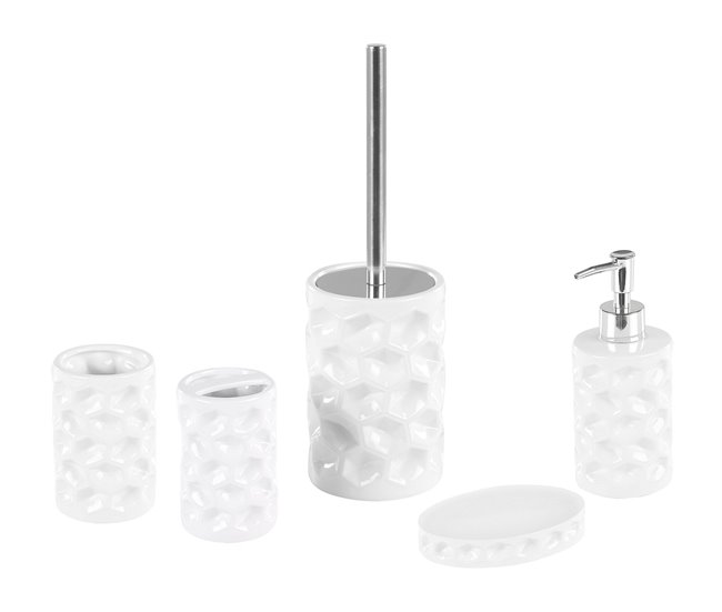 Conforama Set de accesorios de baño 5 piezas de cerámica blanca TIRUA