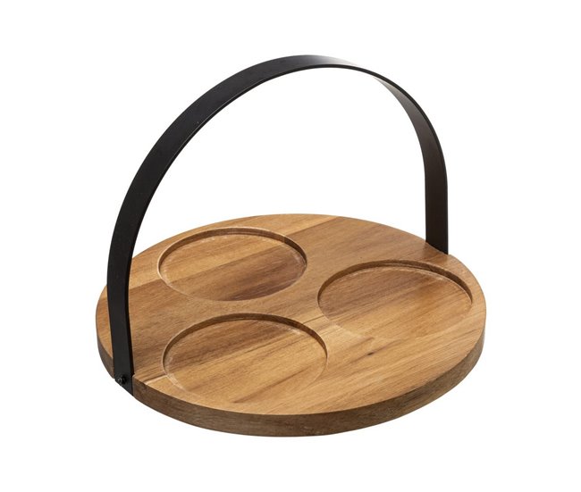 Conforama Set De Aperitivo Secret De Gourmet Negro Gres 4 Piezas (Ø 21 Cm)