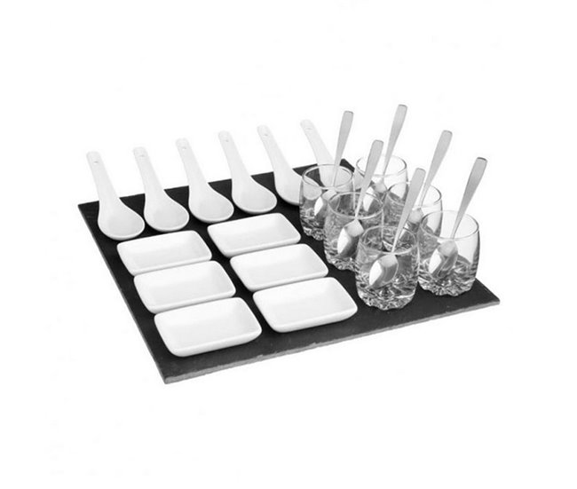 Conforama Set De Aperitivo Secret De Gourmet Negro Pizarra (30 X 30 Cm)