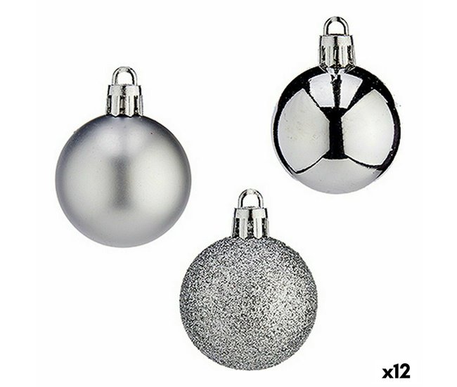 Conforama Set de Bolas de Navidad 4 cm Plateado Plástico (12 Unidades)