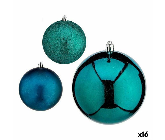 Conforama Set de Bolas de Navidad Azul Plástico 10 x 11 x 10 cm (16 Unidades)