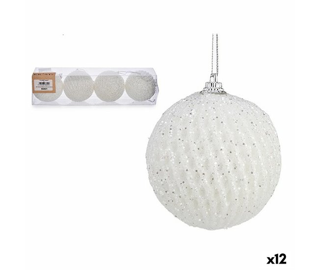 Conforama Set de Bolas de Navidad Blanco Poliestireno (12 Unidades)