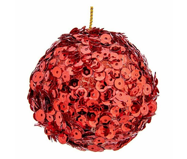 Conforama Set De Bolas De Navidad Lentejuelas Rojo Plástico 10 X 10 X 10 Cm (8 Unidades)