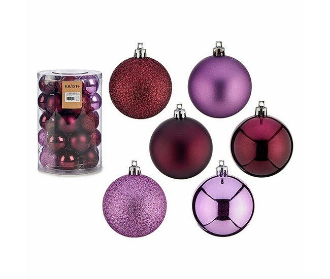 Conforama Set De Bolas De Navidad Morado Plástico 6 X 7 X 6 Cm (6 Unidades)