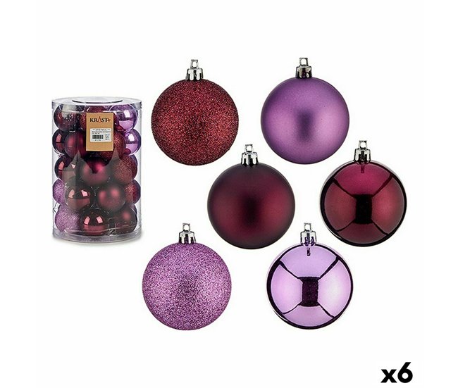 Conforama Set de Bolas de Navidad Morado Plástico 6 x 7 x 6 cm (6 Unidades)