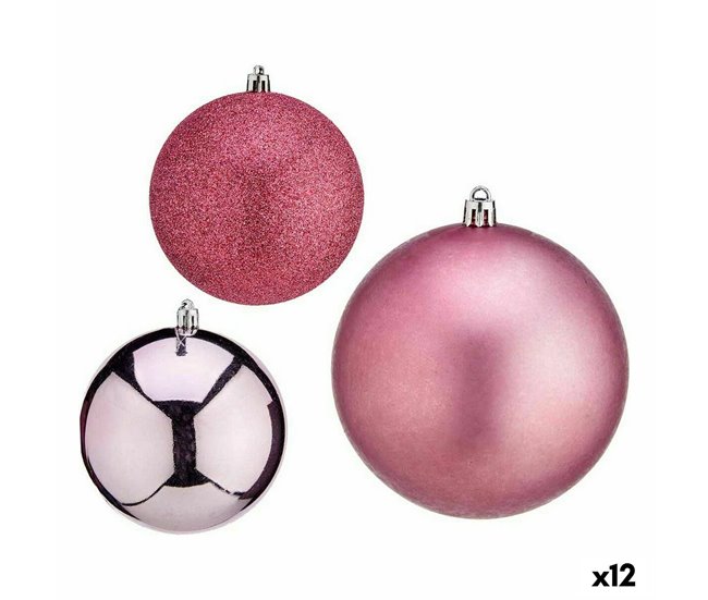 Conforama Set de Bolas de Navidad Rosa Plástico 10 x 11 x 10 cm (12 Unidades)