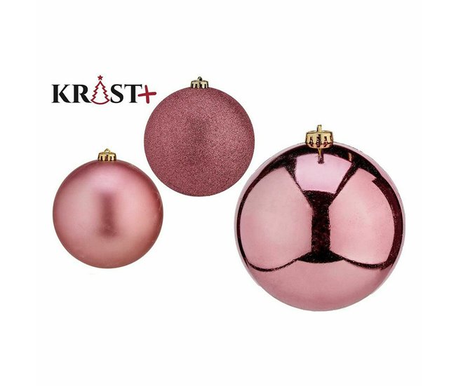 Conforama Set De Bolas De Navidad Rosa PVC 10 Cm (12 Unidades)
