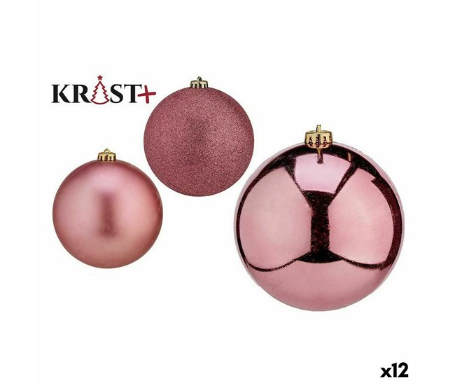 Conforama Set de Bolas de Navidad Rosa PVC 10 cm (12 Unidades)