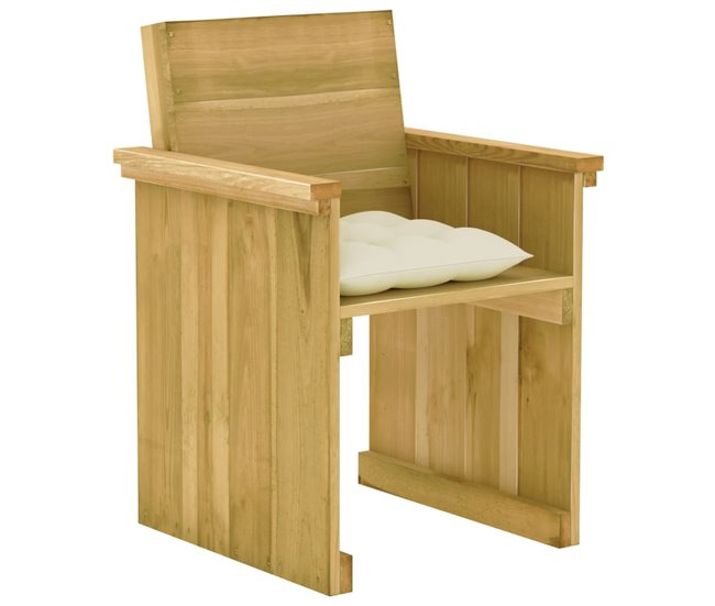 Conforama Set De Comedor De Jardín Y Cojines 7 Pzs Madera Pino Impregnada