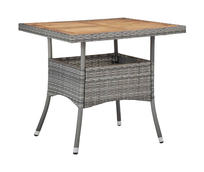 Conforama Set De Comedor Jardin 5 Piezas Ratán Sintético Madera Acacia Gris 80 X 80 X 75 Cm