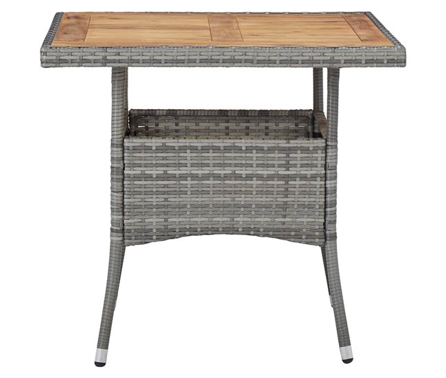 Conforama Set De Comedor Jardin 5 Piezas Ratán Sintético Madera Acacia Gris 80 X 80 X 75 Cm