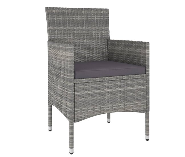 Conforama Set De Comedor Jardin 5 Piezas Ratán Sintético Madera Acacia Gris 120 X 120 X 75 Cm