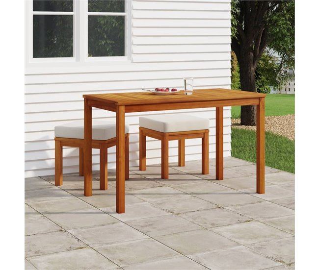 Conforama Set De Comedor Para Jardín 3 Piezas Con Cojines Madera Acacia