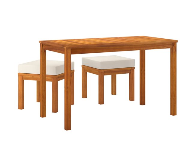 Conforama Set De Comedor Para Jardín 3 Piezas Con Cojines Madera Acacia