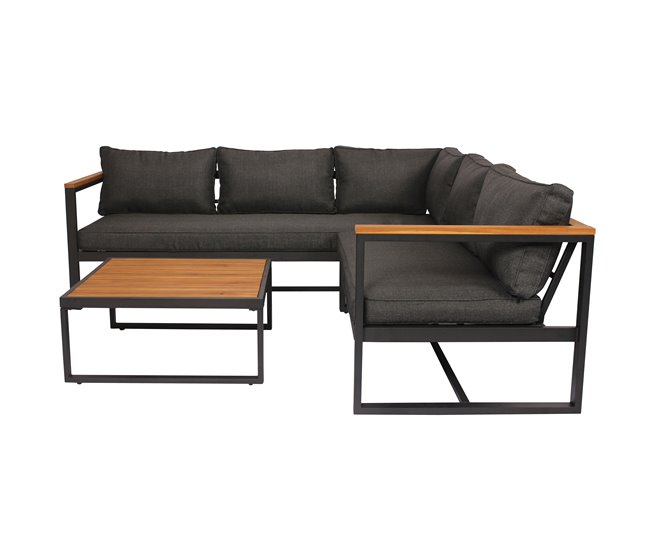 Conforama Set De Jardín BRISA Con 2 Sofás Y 1 Mesa Color Gris Y Roble