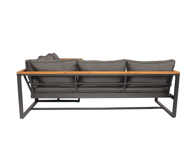 Conforama Set De Jardín BRISA Con 2 Sofás Y 1 Mesa Color Gris Y Roble