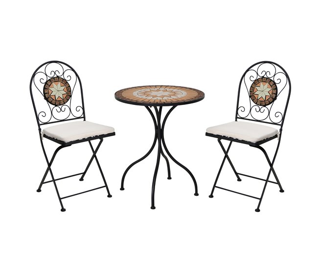 Conforama Set de jardín con mesa y 2 Sillas BISTRO multi color