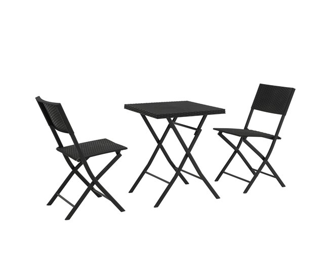 Conforama Set de jardín con mesa y 2 sillas KORA color gris