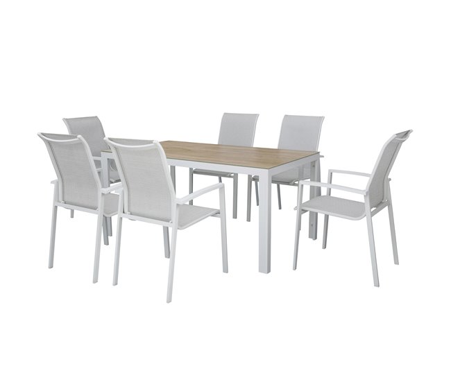 Conforama Set De Jardín Con Mesa Y 6 Sillas ANZIO Color Gris