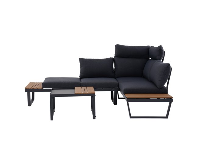 Conforama Set de jardín con rinconera y mesa centro CORNER color antracita