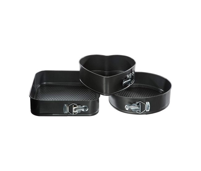 Conforama Set de Moldes Desmontables Secret de Gourmet Negro Aluminio 3 Piezas