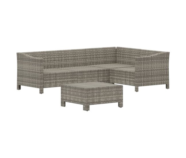 Conforama Set De Muebles De Jardín 5 Pzas Y Cojines Ratán Sintético Gris VidaXL