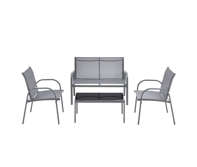Conforama Set De Muebles De Jardín Gagra Banco Con Mesa De Centro Gris Claro Negro [en.casa]