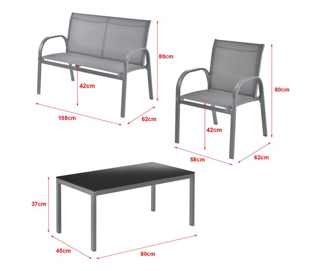 Conforama Set De Muebles De Jardín Gagra Banco Con Mesa De Centro Gris Claro Negro [en.casa]